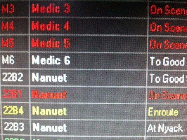 'First time in history of Nanuet EMS we had 4 ambulances out on calls at same time. 10/12/2010
