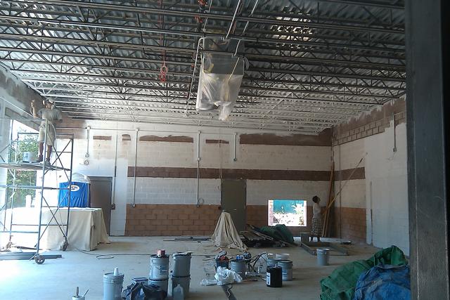 The new building ambulance bay under construction