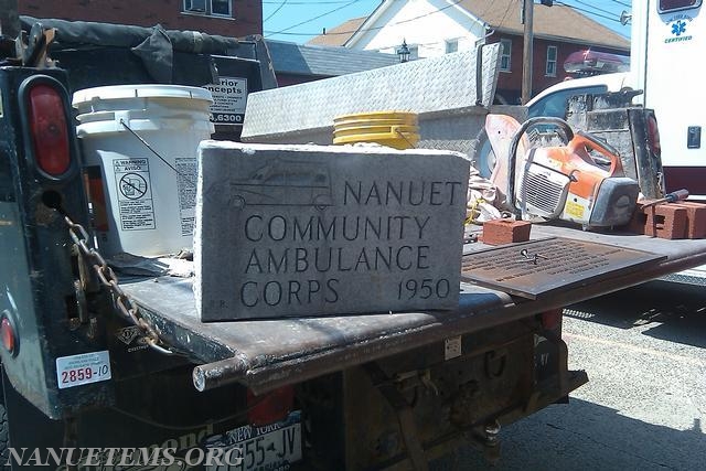 Moving the cornerstone from the old building to the new building 
Photo: Nanuet EMS